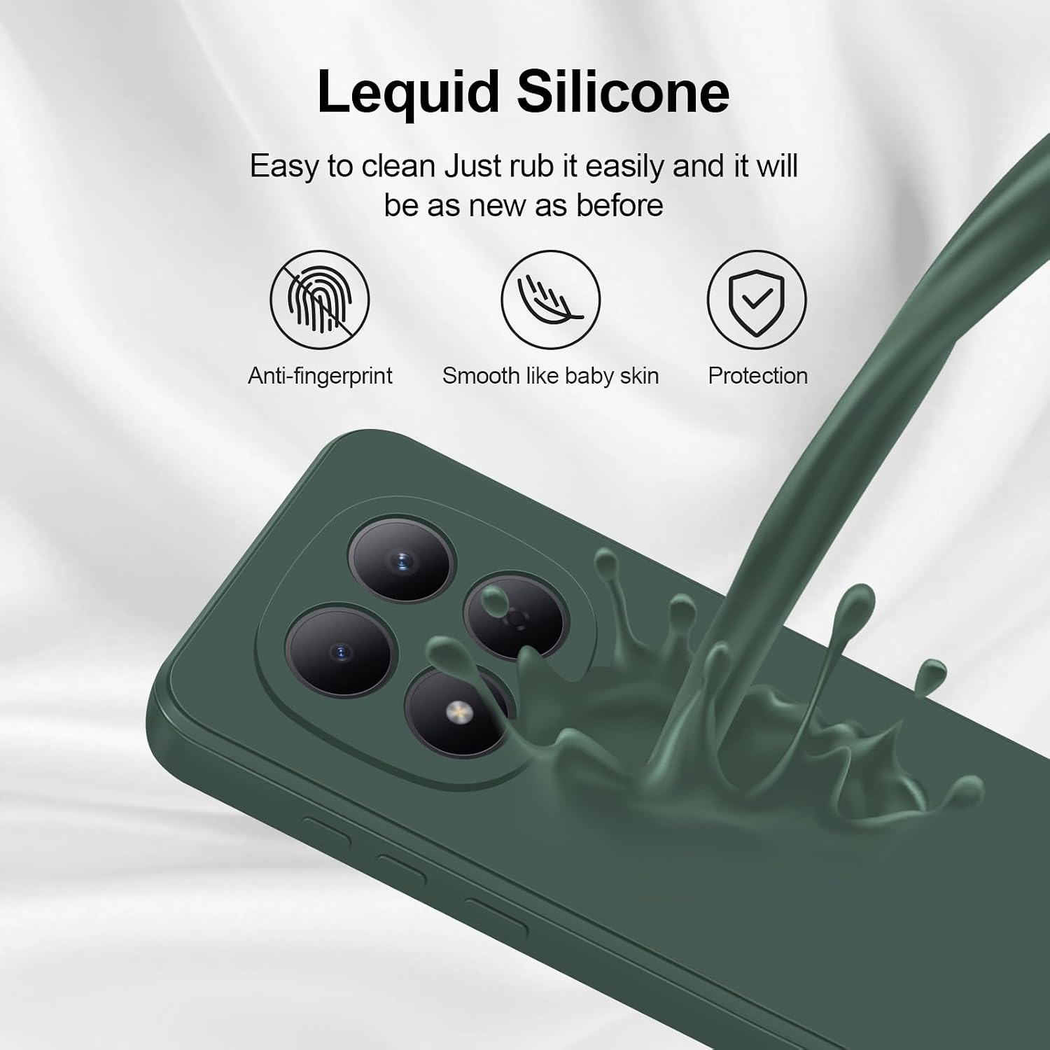 Detalle 2 de GiiYoon Hülle für Xiaomi Redmi Note15 Pro 5G – hochwertiges Liquid Silicone Case in Grün