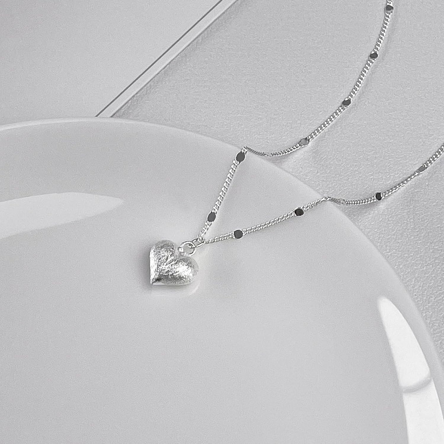 Detalle de Meteorstarry Kette aus 925 Silber für Damen mit Herz-Anhänger (wasserfest) – personalisierte Herzkette