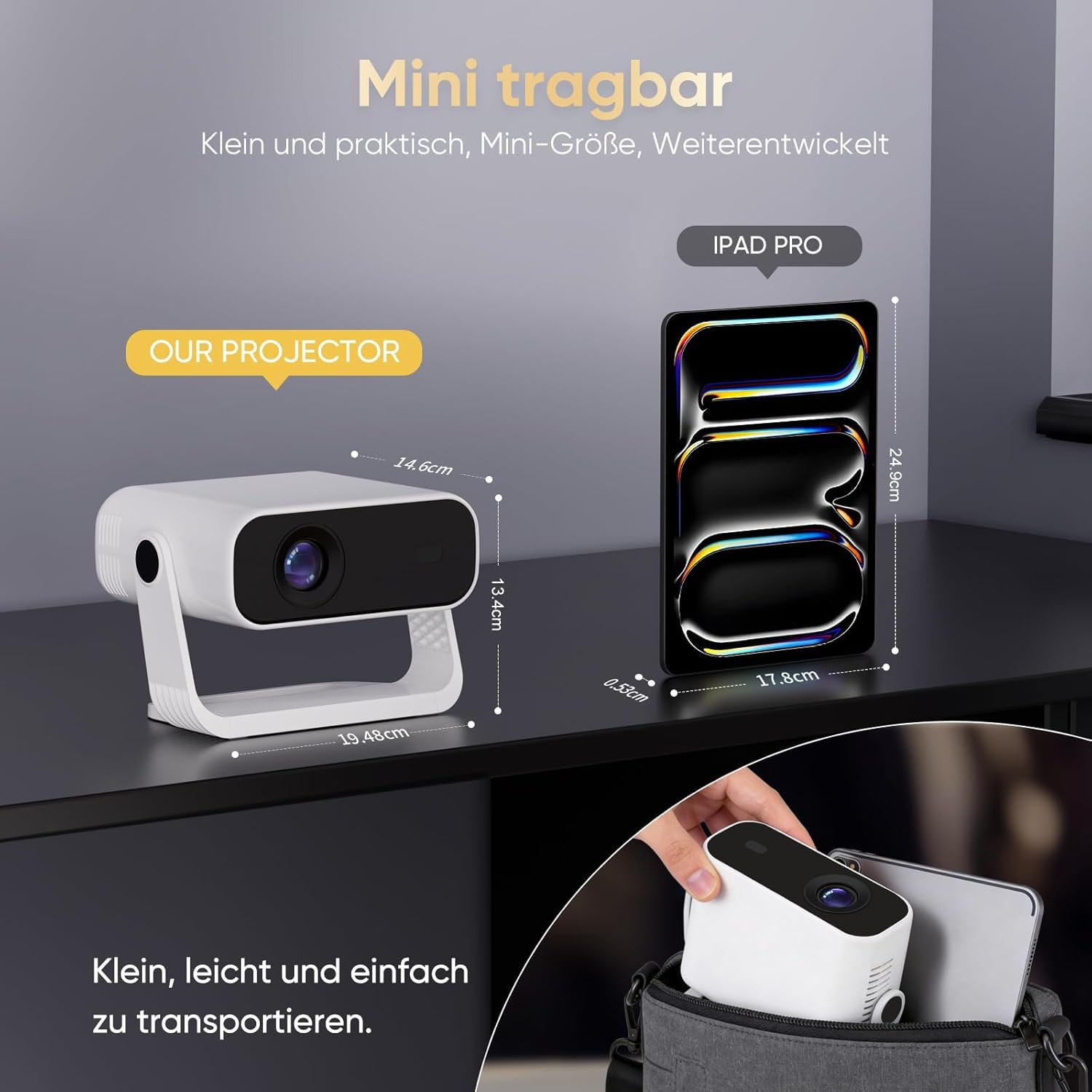 Thumbnail 6 de 2026 Neuer Smart Mini Beamer – Android 14, Full HD, 20000 Lumen, WiFi6 & BT5.2