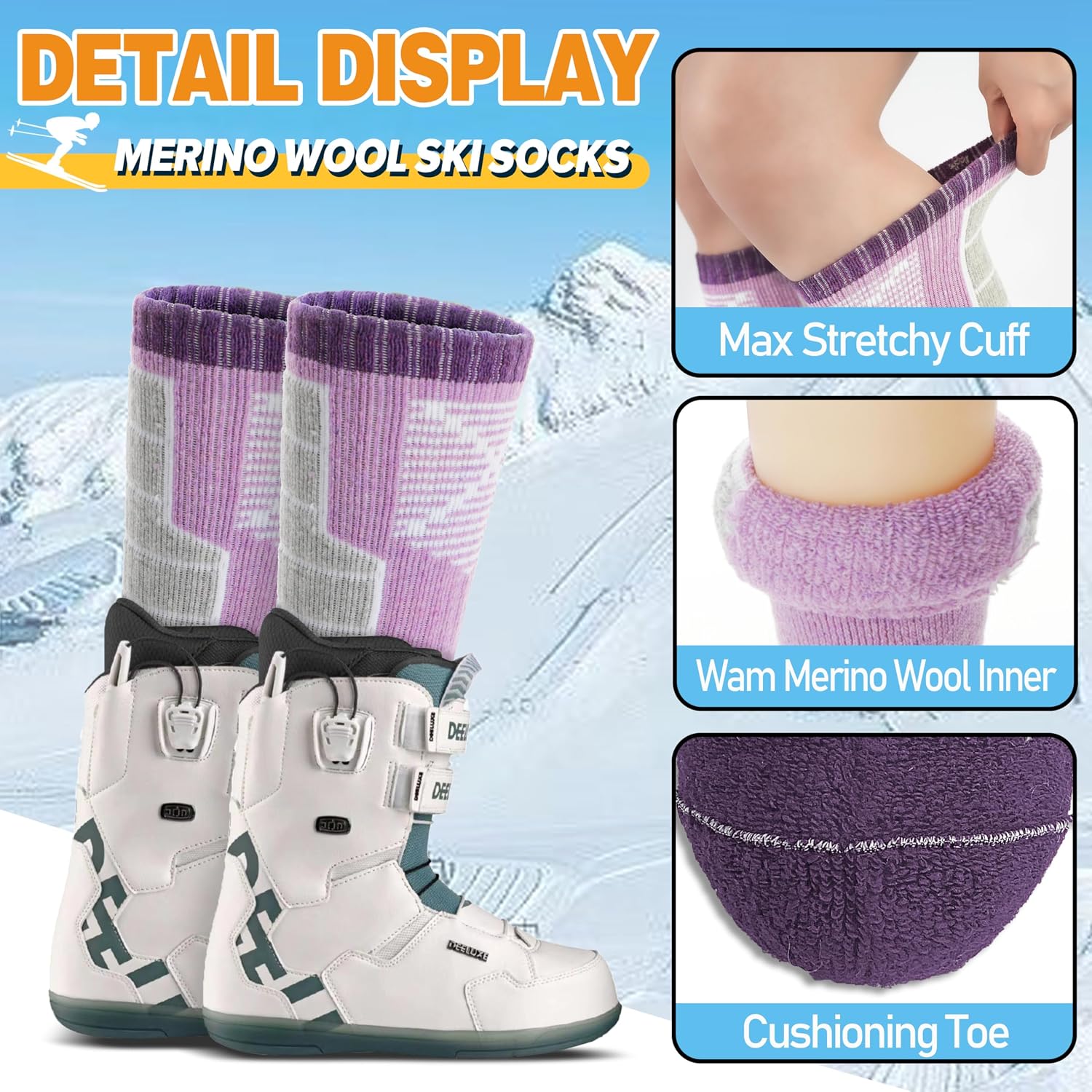 Detalle 2 de Anlisim Merino Wool Ski Socks 3-Pack