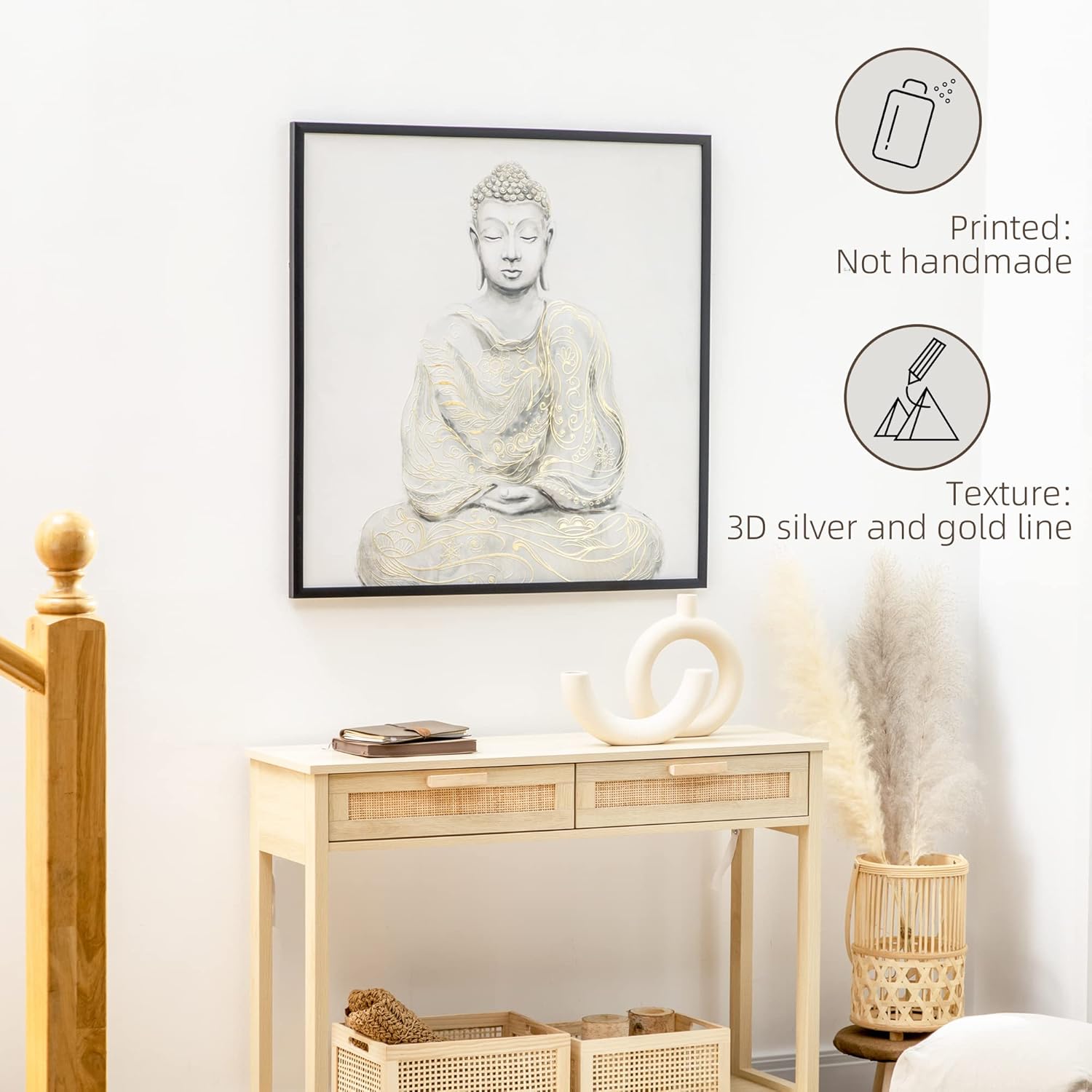 Detalle de HOMCOM Cuadro Lienzo Buda 83x83 cm ✨ Decoración Artística