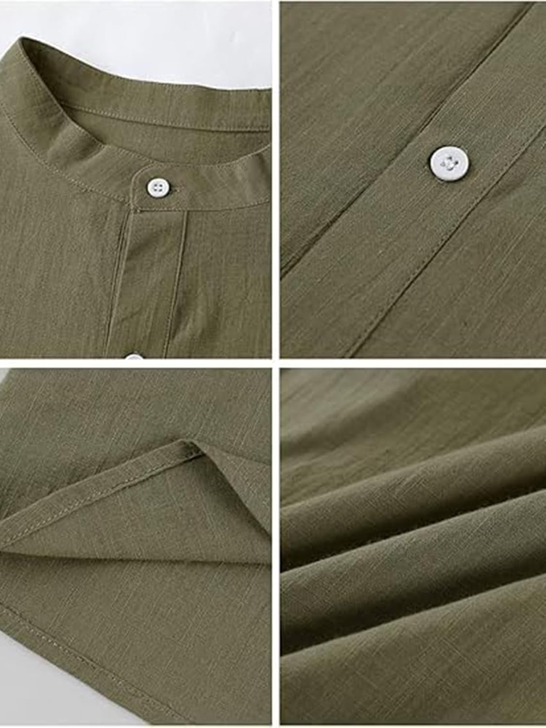Thumbnail 3 de Runcati Herren Leinenhemd Langarm (70% Baumwolle, 30% Leinen) mit Henley-Kragen, Regular Fit