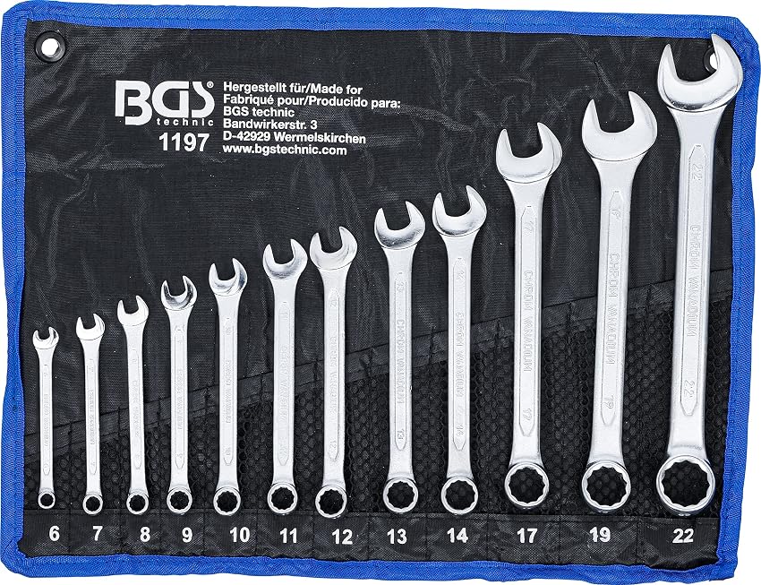 BGS 1197 Juego de llaves combinadas 6–22 mm, 12 uds