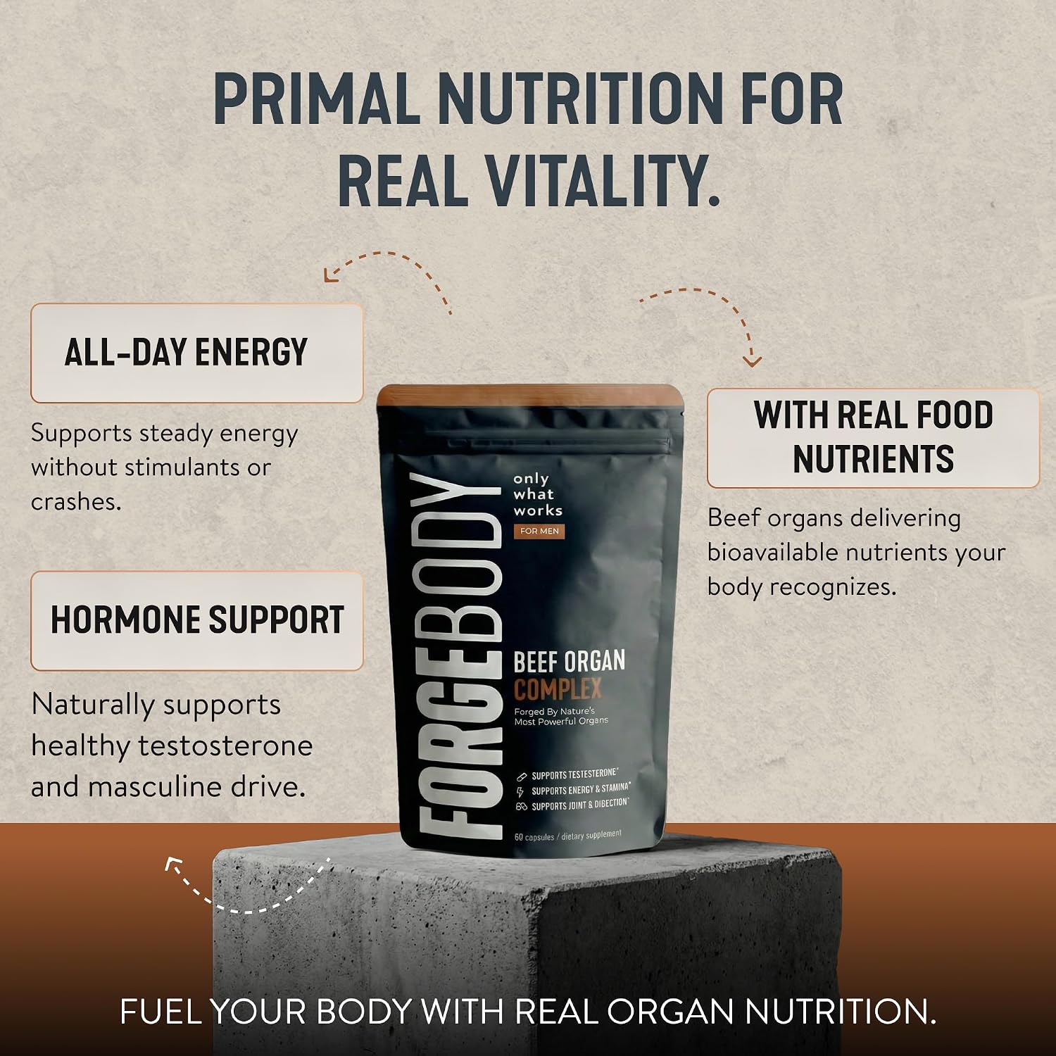 Detalle de Forgebody Beef Organ Supplement, 1-Month Supply