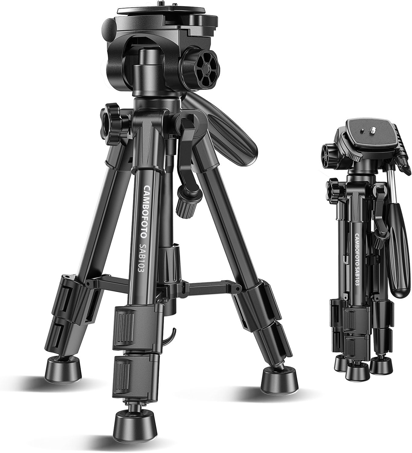 Thumbnail 6 de CAMBOFOTO 74″ Aluminum Camera Tripod with 360° Pan Head & Phone Mount