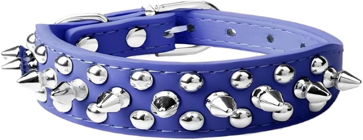 Thumbnail 1 de Spiked Dog Collars: Studded Leather Rivet Collar for All Dogs (Blue) – Adjustable Six Sizes
