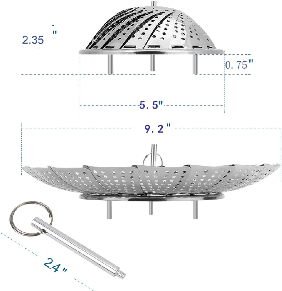Detalle de SAYFINE Premium Vegetable Steamer Basket — Stainless Steel, Folding Expandable to 9.2