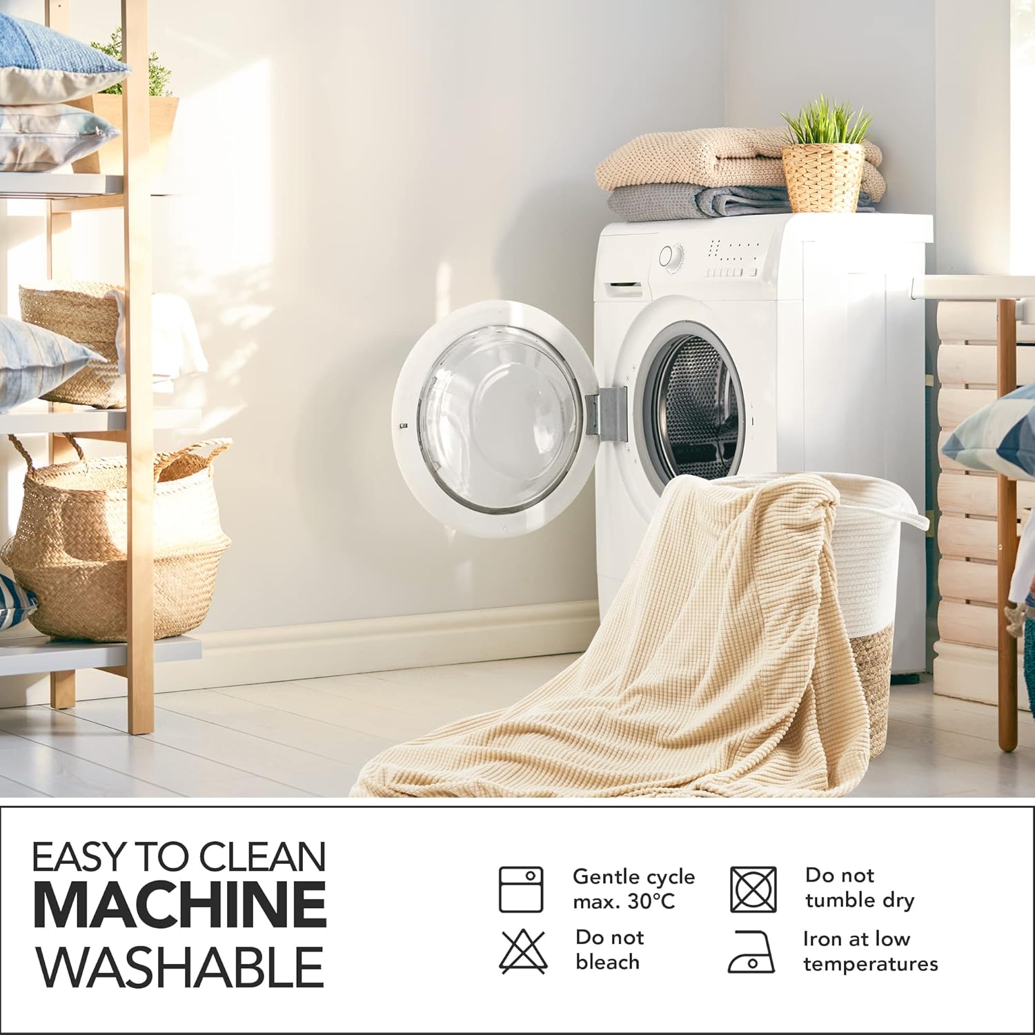 Thumbnail 6 de Deconovo housse de canapé jacquard extensible 3 places avec accoudoirs (beige) – 1 pièce