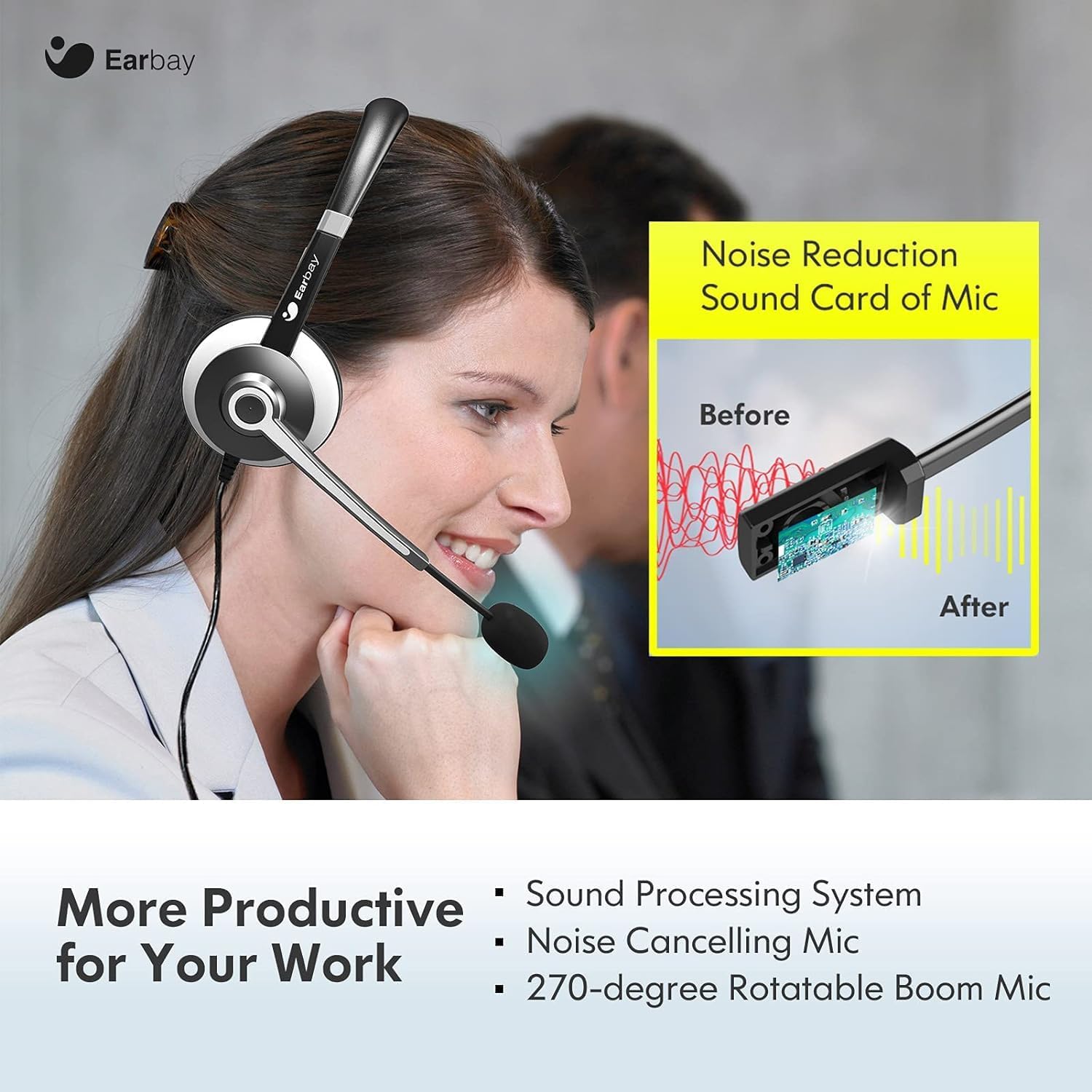 Thumbnail 4 de Earbay USB Headset With Microphone 40mm