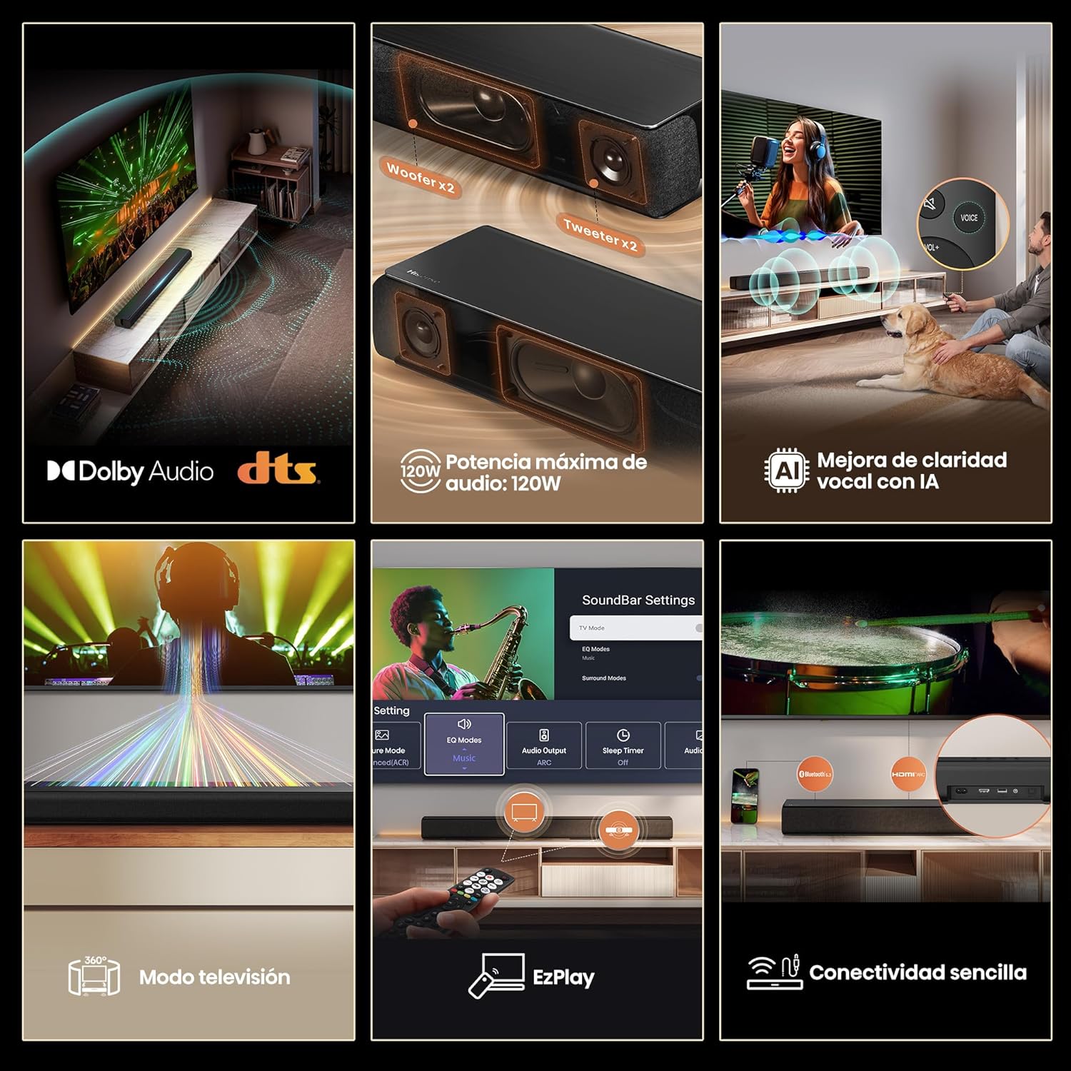 Thumbnail 3 de Hisense HS1000 Soundbar – 2.0 Kanal, 120 W, Dolby Audio & DTS Virtual:X