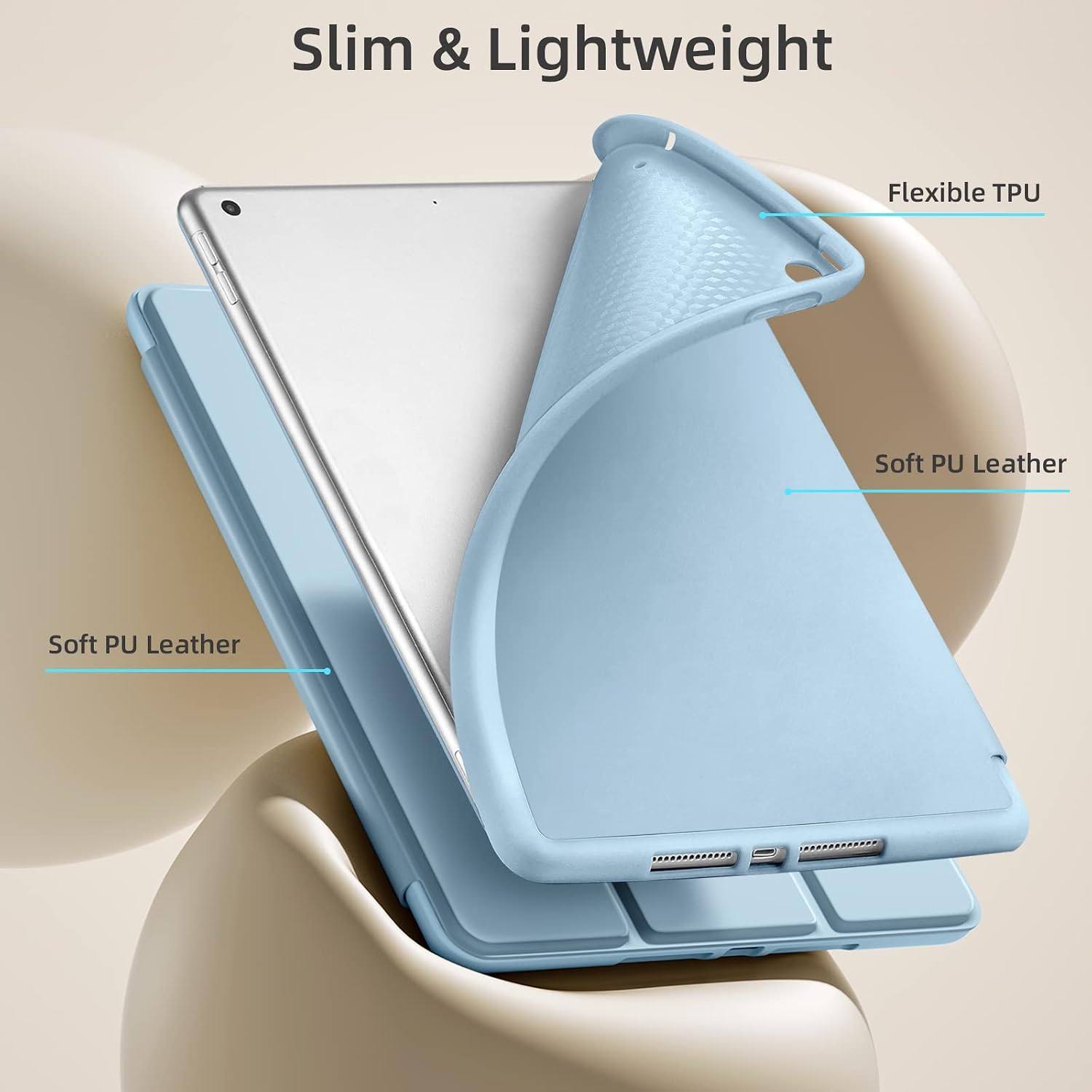 Detalle 1 de Akkerds SB-122 iPad Case for 10.2-Inch 7th–9th Gen, Sky Blue