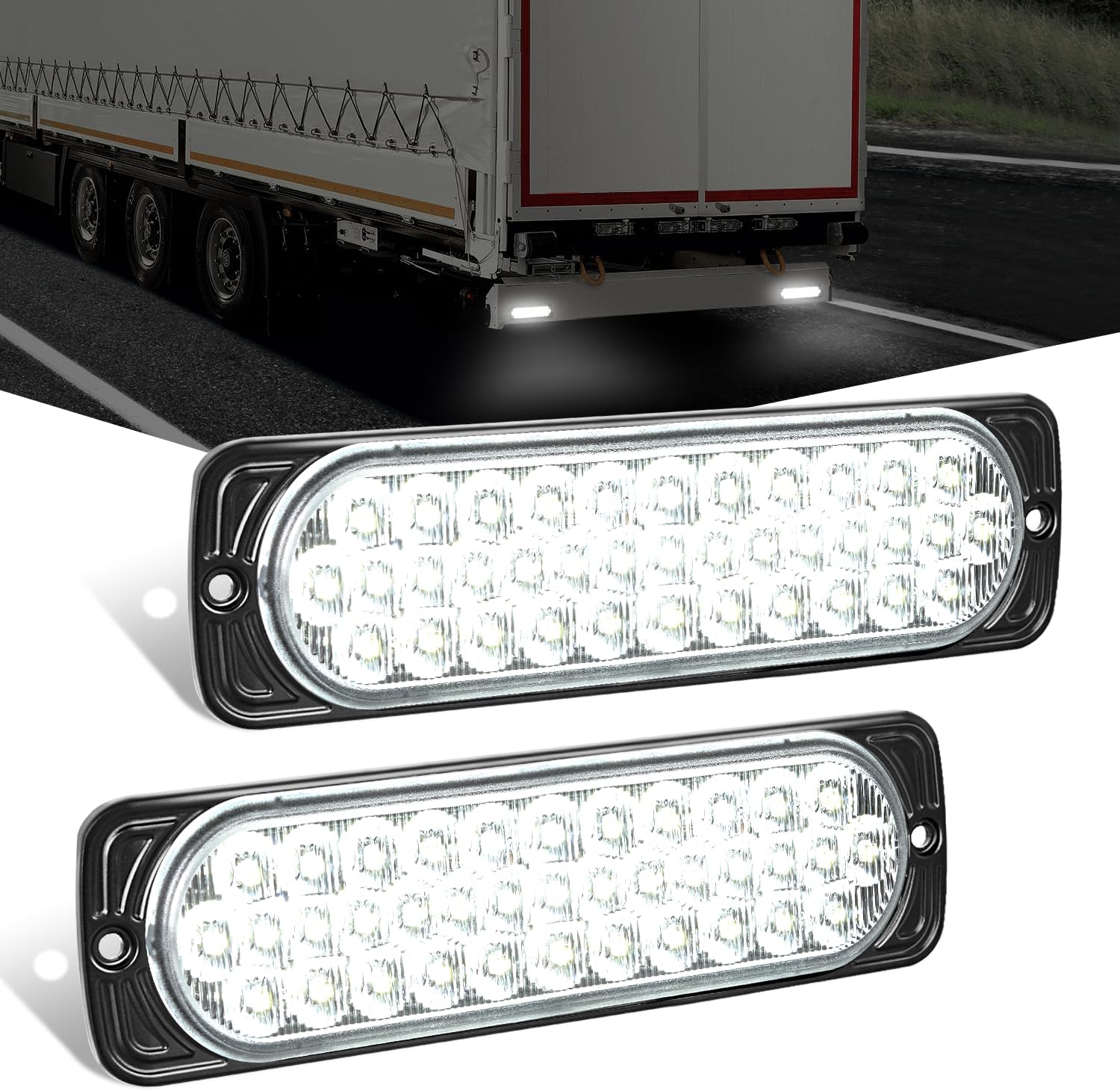 Detalle de Nilight 7.5-Inch Aluminum Housing Tail Light (2 PCS) with 36 LED White Reverse Marker Lights, IP67 Waterproof for 10–30V Vehicles
