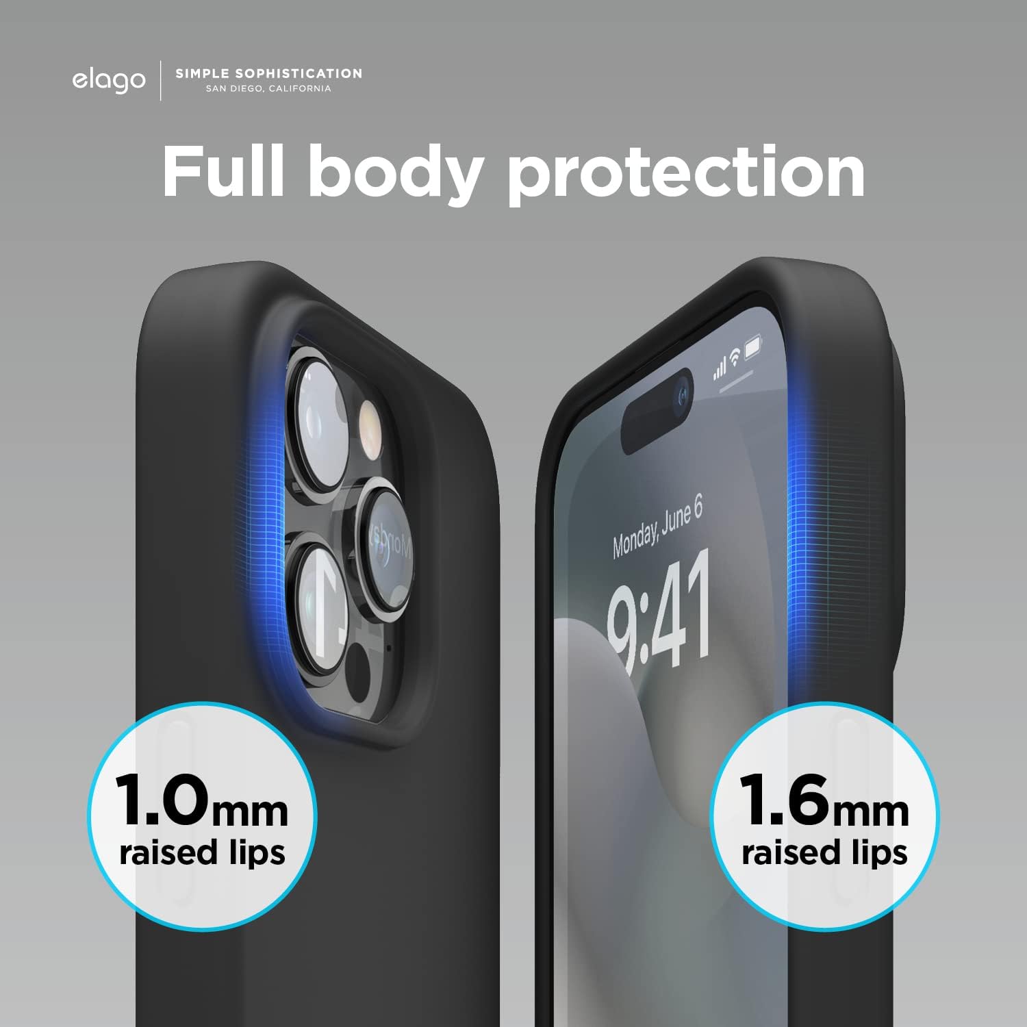Detalle 2 de elago Liquid Silicone Case for iPhone 14 Pro Max (6.7") – black soft silicone shockproof phone cover with full-body protection