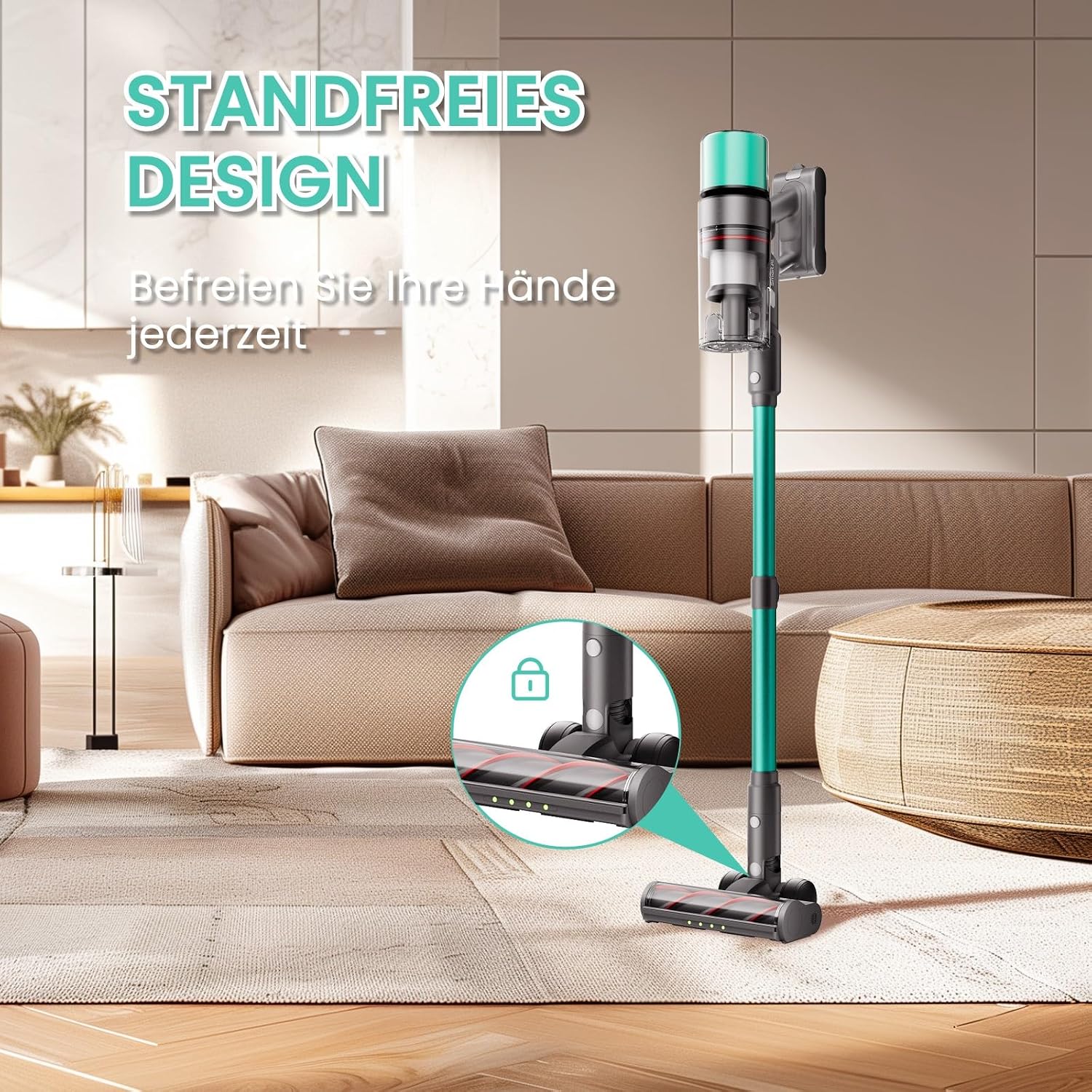 Detalle de SmartAI V5 Akku-Staubsauger (55 kPa, 600 W, bis zu 80 Minuten) – kabellos mit Automatikmodus