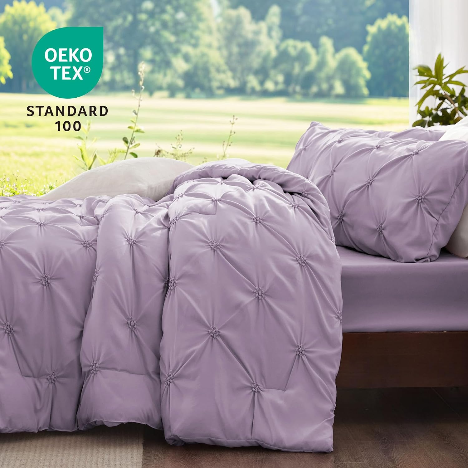 Thumbnail 2 de BEDELITE Queen Comforter Set, Purple Boho Pintuck, 3-Piece Bedding