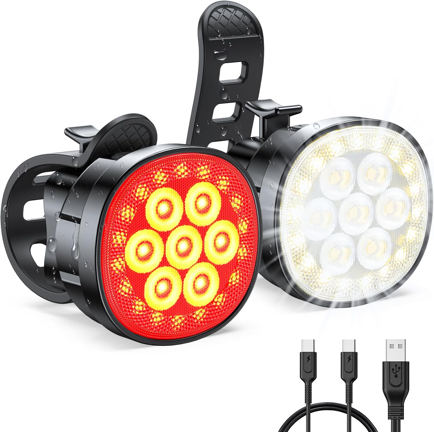 Mohard Bike Lights: Front & Rear USB rechargeable set for night riding