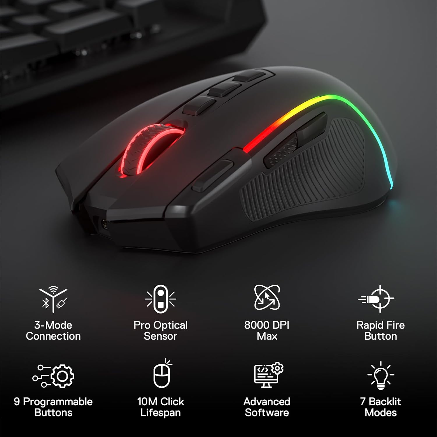 Thumbnail 1 de Redragon M612 PRO Souris de jeu 8000 DPI