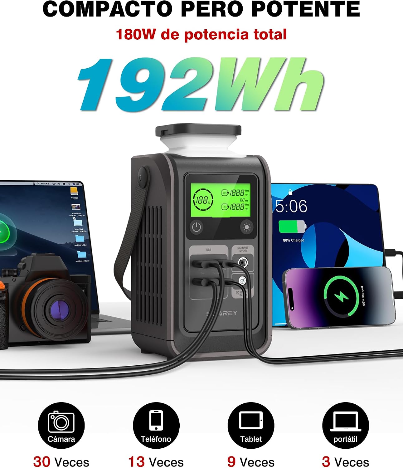 Thumbnail 1 de SWAREY Estación de Energía Portátil 192Wh
