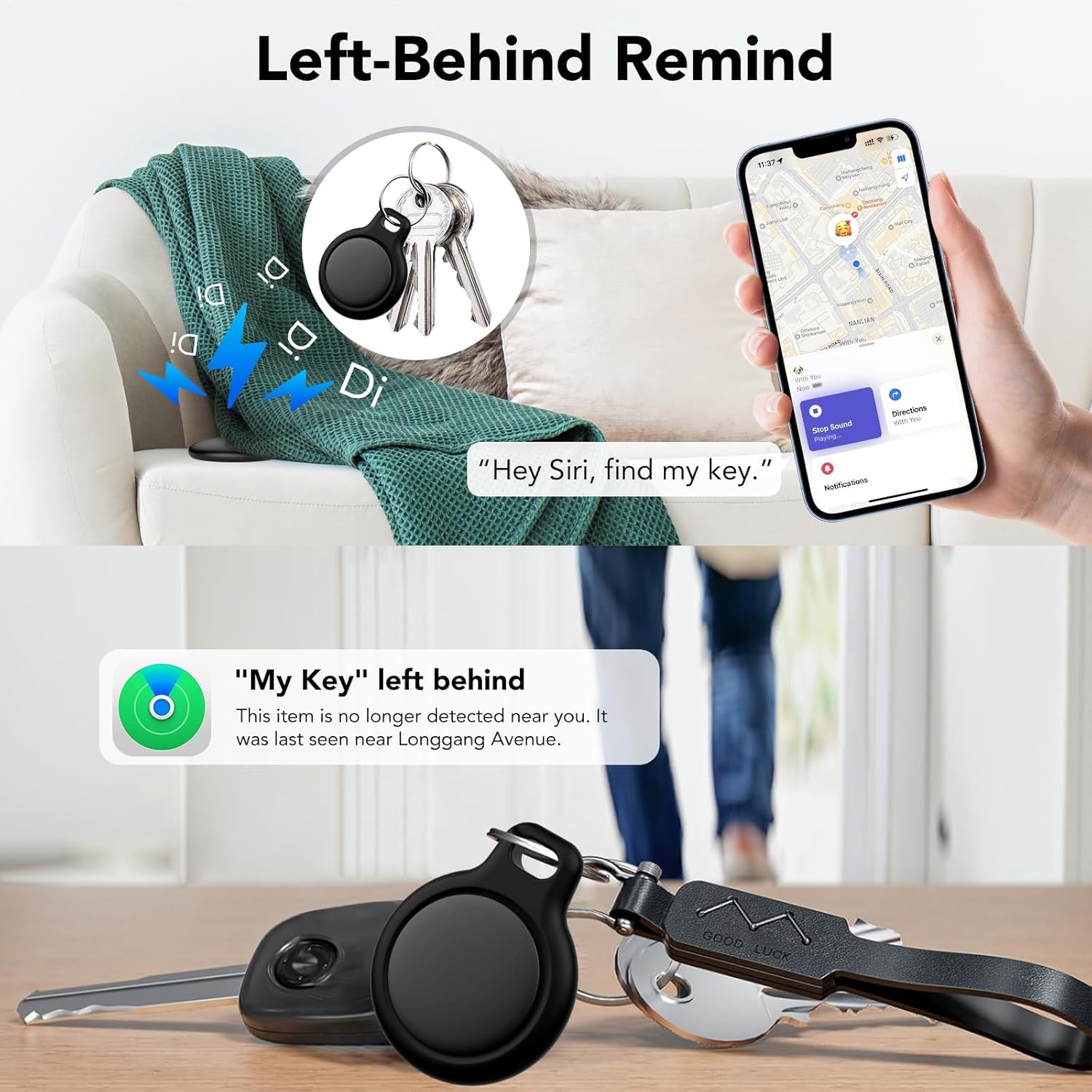 Thumbnail 2 de Smart Air Traceur Tag (lot de 4) compatible Apple Localiser iOS — bip jusqu’à 100 dB, IP68, pile remplaçable
