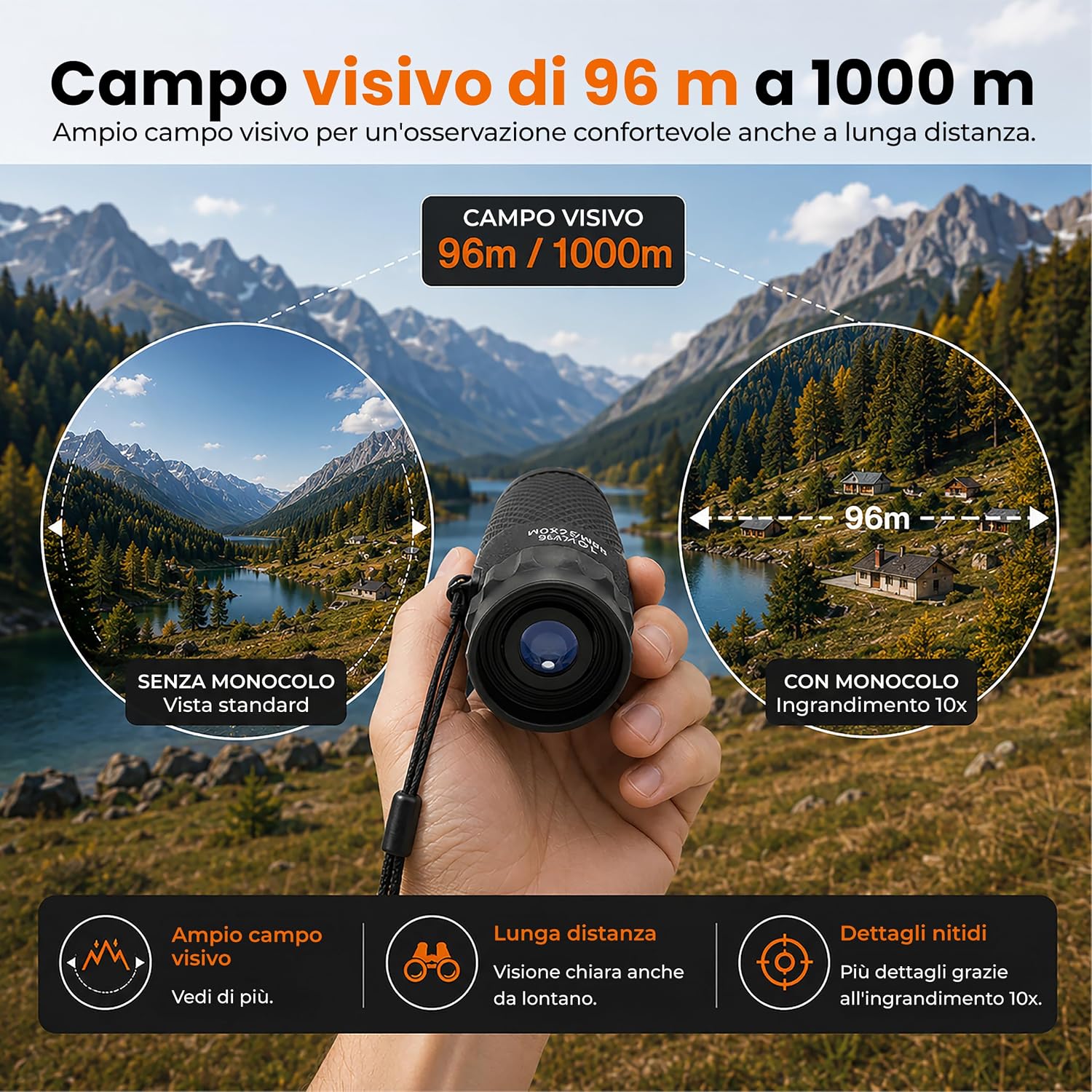 Detalle 2 de Technaxx Monoculare TX-176 10x25: compatto, leggero e versatile per escursionismo