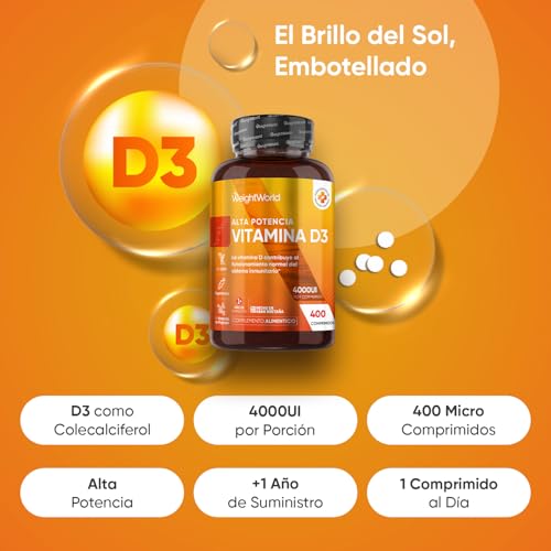 Thumbnail 1 de WeightWorld Vitamina D3 4000UI 400 comprimidos