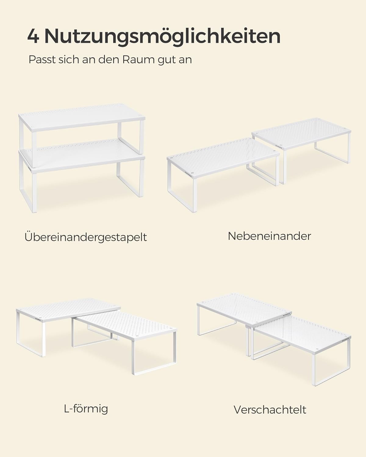 Thumbnail 6 de SONGMICS Gewürzregal KCS401W01 als 2er-Set – stapelbar, erweiterbar, Metall-Küchen-Organizer