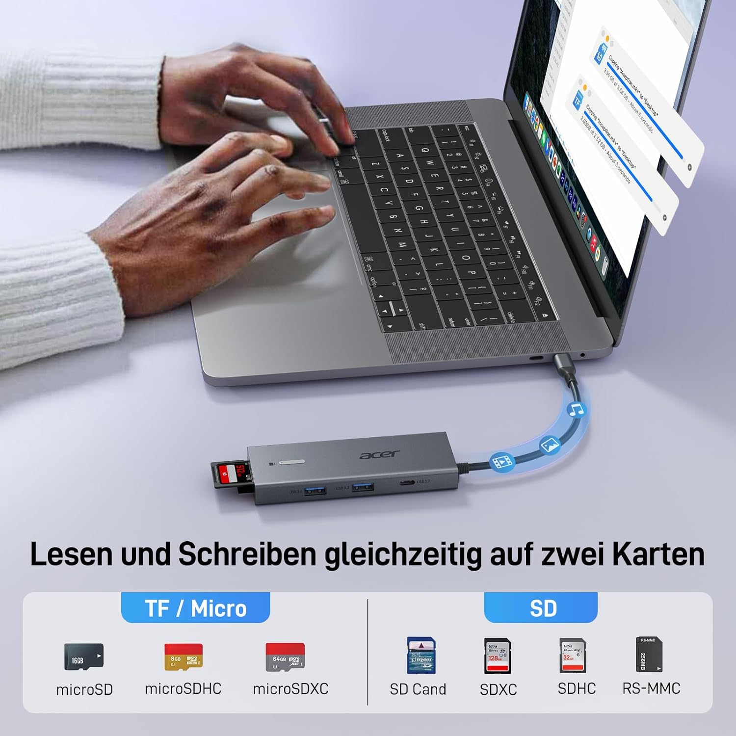 Thumbnail 6 de Acer USB-C Docking Station 9-in-1: Dual HDMI, PD 100W, SD/TF Kartenleser