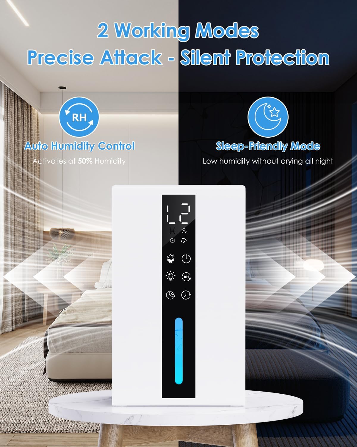 Thumbnail 4 de Deumidificatore da casa 1800 ml con modalità alta/bassa umidità e spegnimento automatico