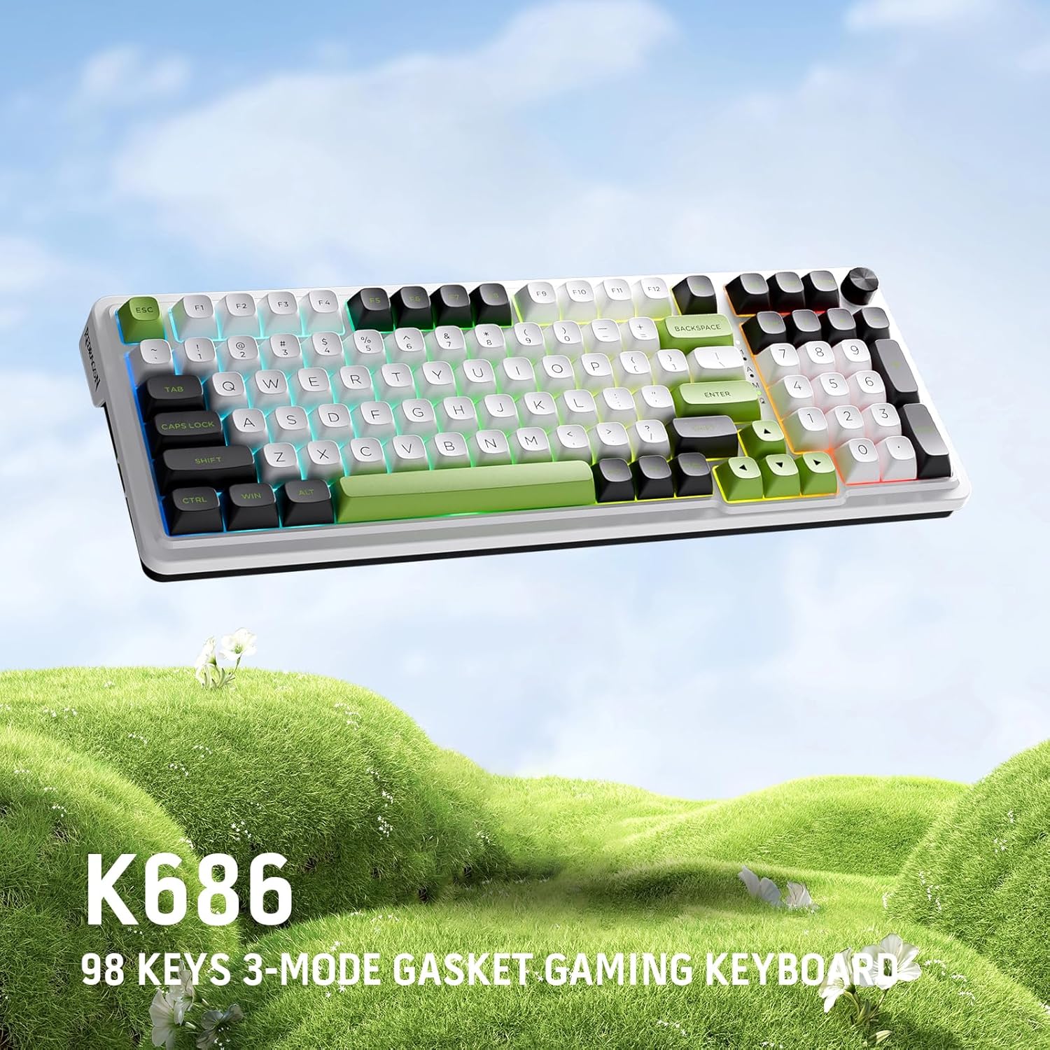 Thumbnail 6 de Redragon K686 PRO – 98-Tasten kabellose Gasket-Tastatur mit Hot-Swap, RGB und 3-Modi
