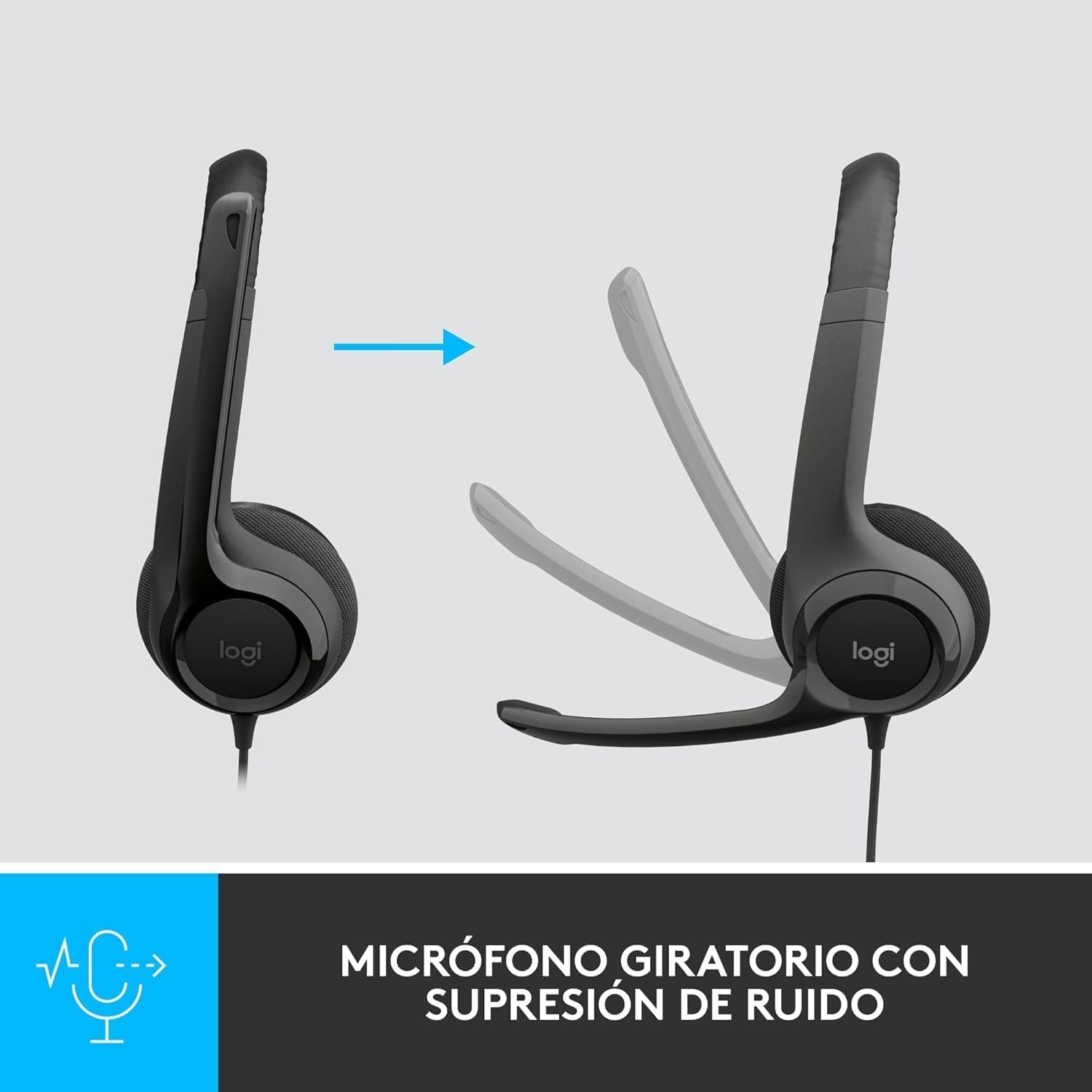 Detalle de Logitech H390: Auriculares con cable USB para PC/Portátil