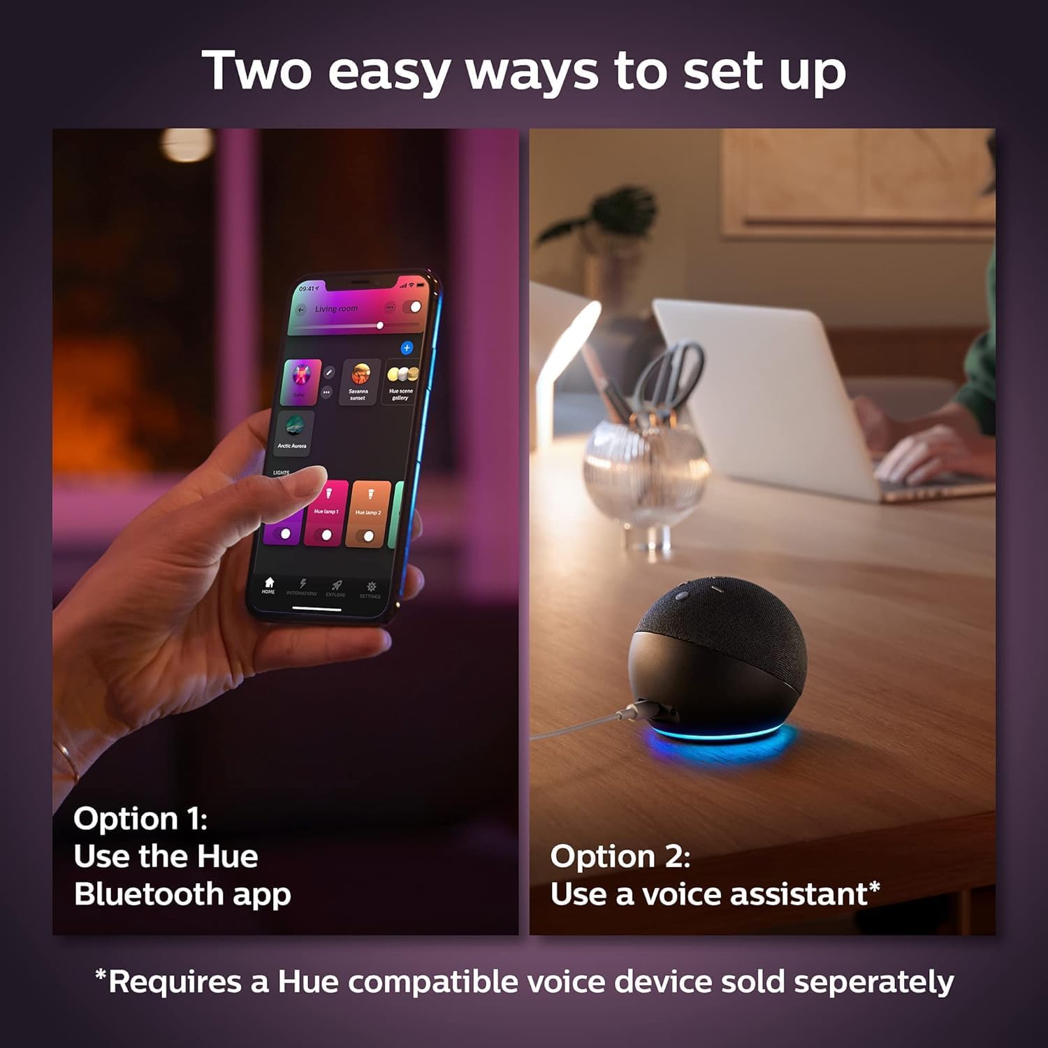 Thumbnail 3 de Philips Hue New White and Colour Ambiance Smart Light Bulb 4 Pack (60W, 800lm) – E27 Bluetooth Edition