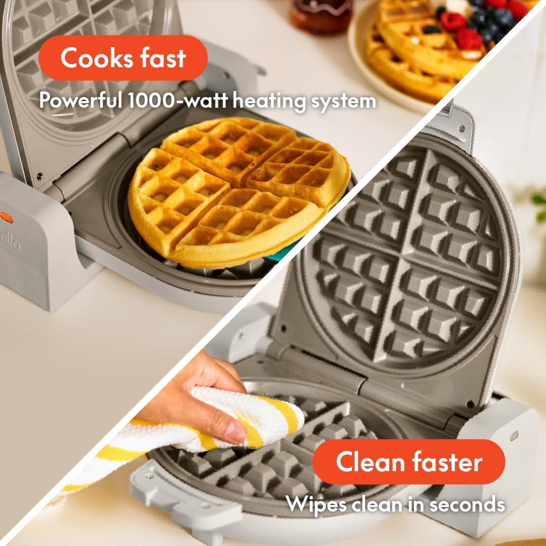 Thumbnail 3 de bella Fits-Anywhere Flip-n-Store Ceramic Belgian Waffle Maker, Oatmilk