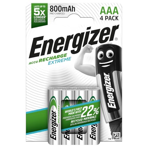 Detalle de Energizer Recharge Extreme – Piles AAA Rechargeables 800 mAh (Lot de 4)