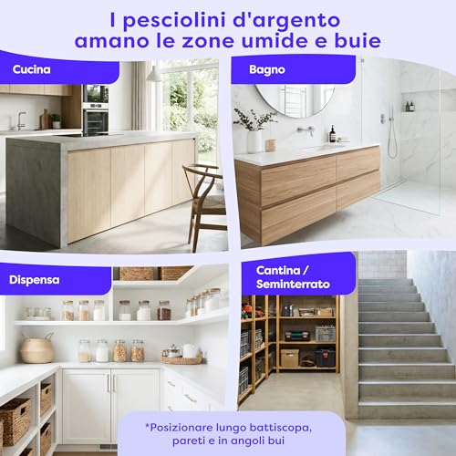 Detalle 2 de Wolkenfeld Trappola Pesciolini D'argento – 12 Fogli Adesivi Naturali, senza Spray né Biocidi