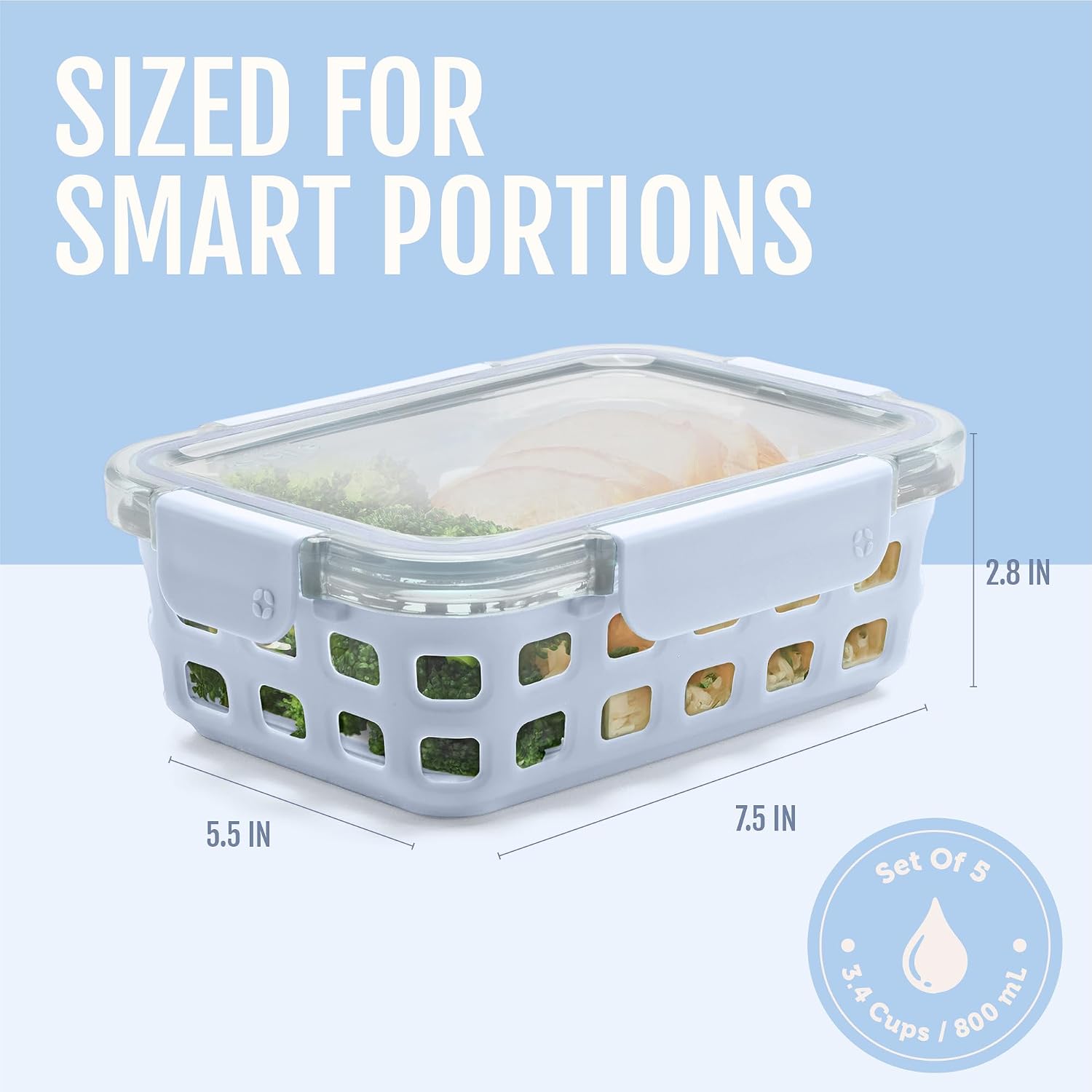 Detalle 2 de Ello Duraglass 3.4 cup meal prep set