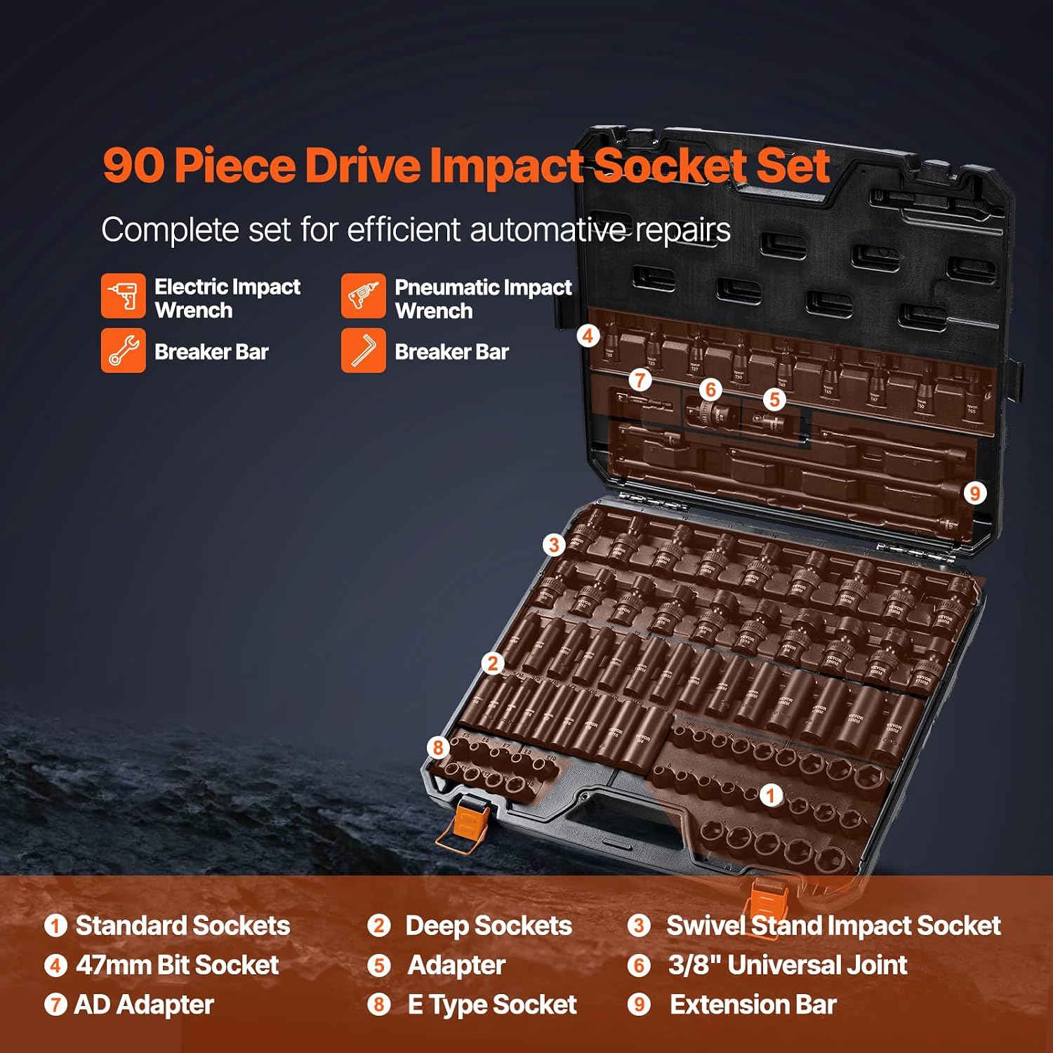 Detalle de VEVOR Impact Socket Set, 3/8-Inch Drive