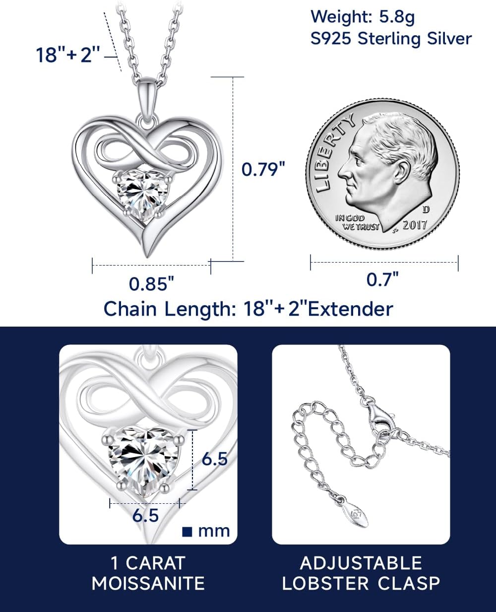 Thumbnail 5 de MomentWish Collar moissanite 1 ct corazón