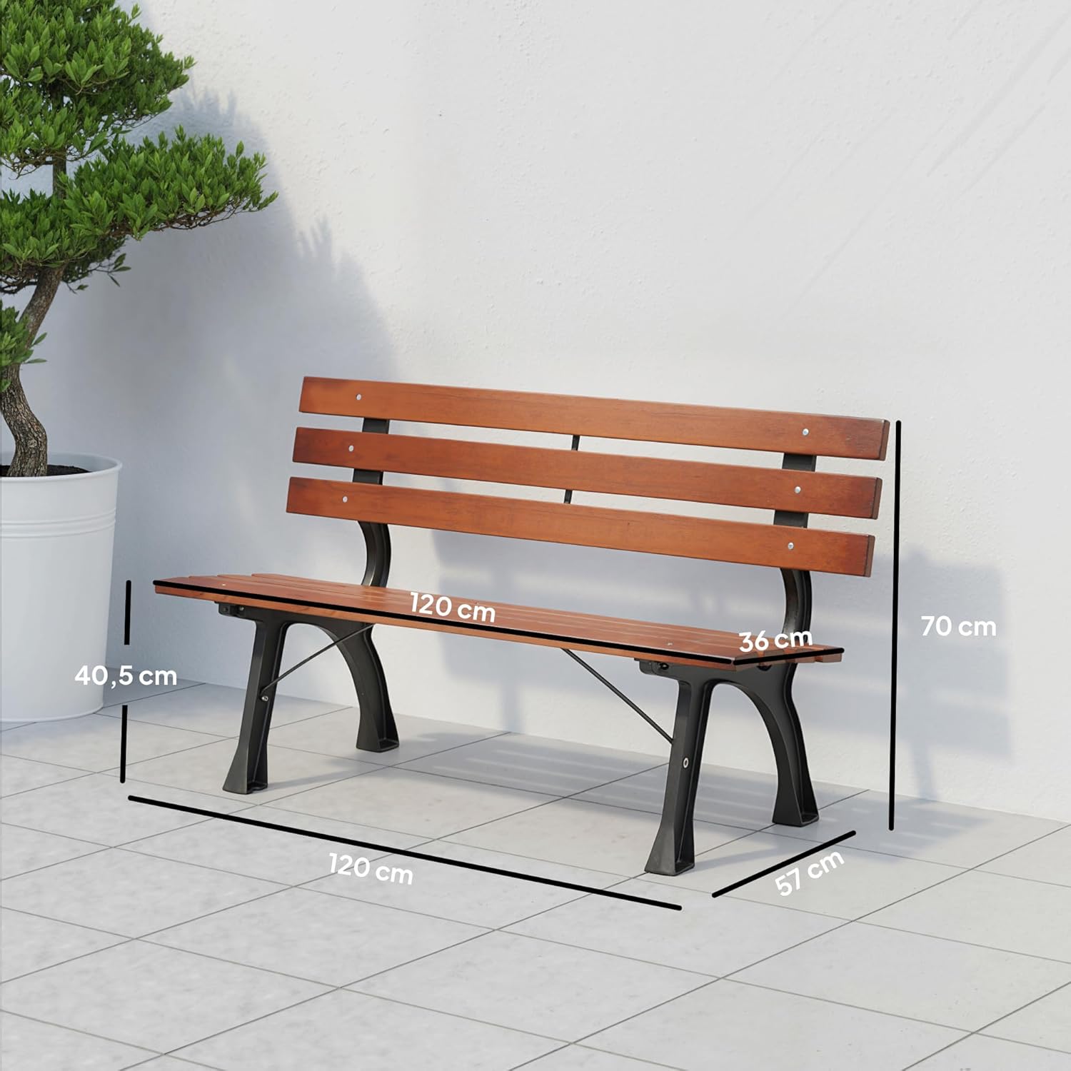 Thumbnail 2 de Outsunny Banc de Jardin Extérieur 2 Places en Aluminium avec Lattes de Bois – 120 cm