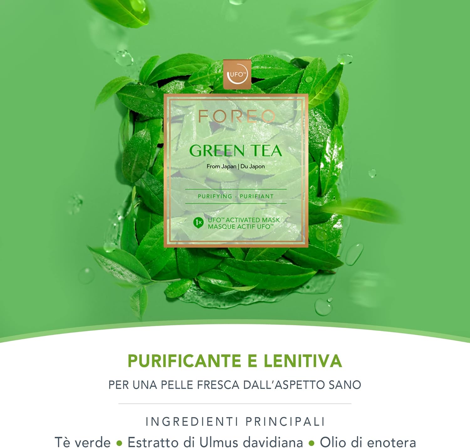 Thumbnail 2 de FOREO Green Tea maschera viso UFO in tessuto idrocellulare (confezione da 6) per pelle grassa e imperfezioni