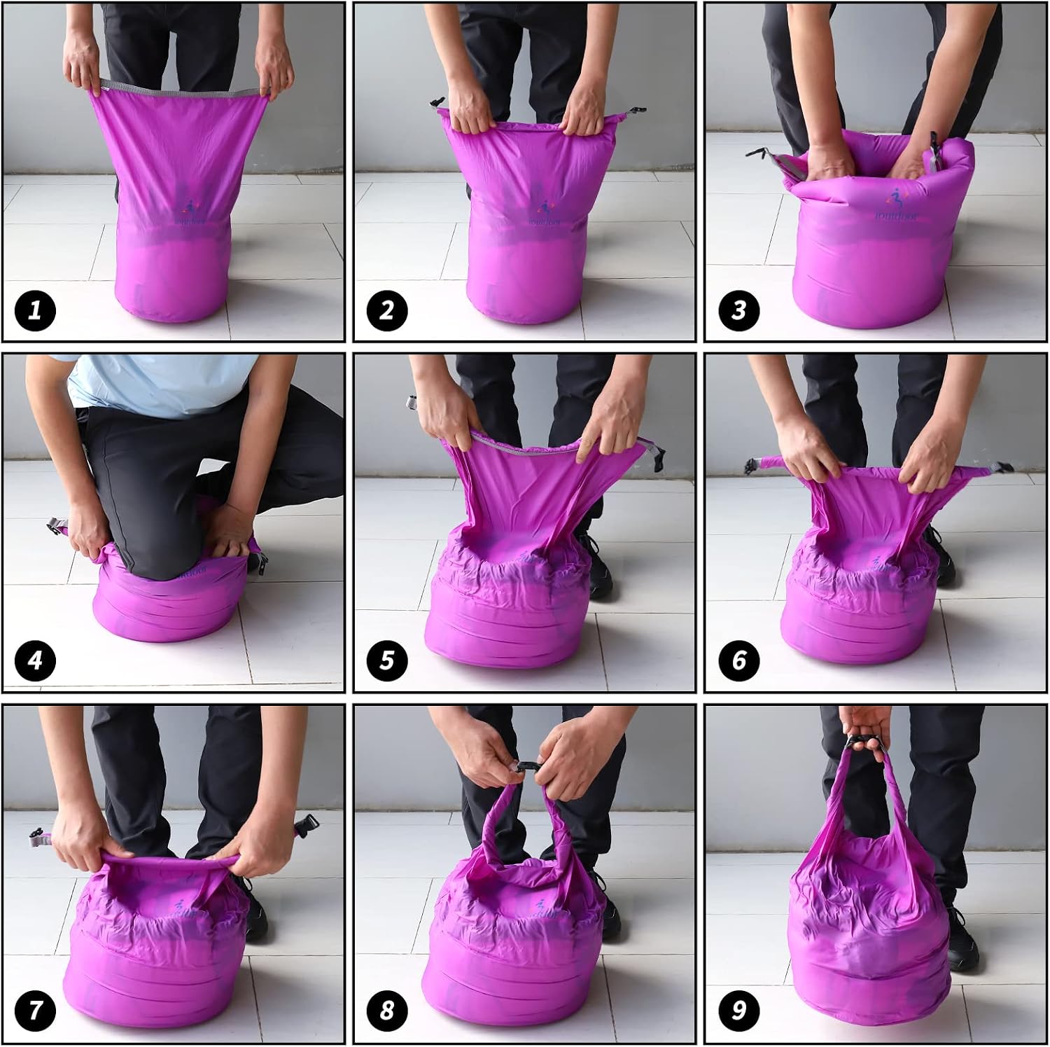 Detalle 2 de Desoto 2-Pack Waterproof Dry Bags (10L) in Purple – Lightweight, Roll-Top Dry Sacks for Hiking, Fishing & Water Sports