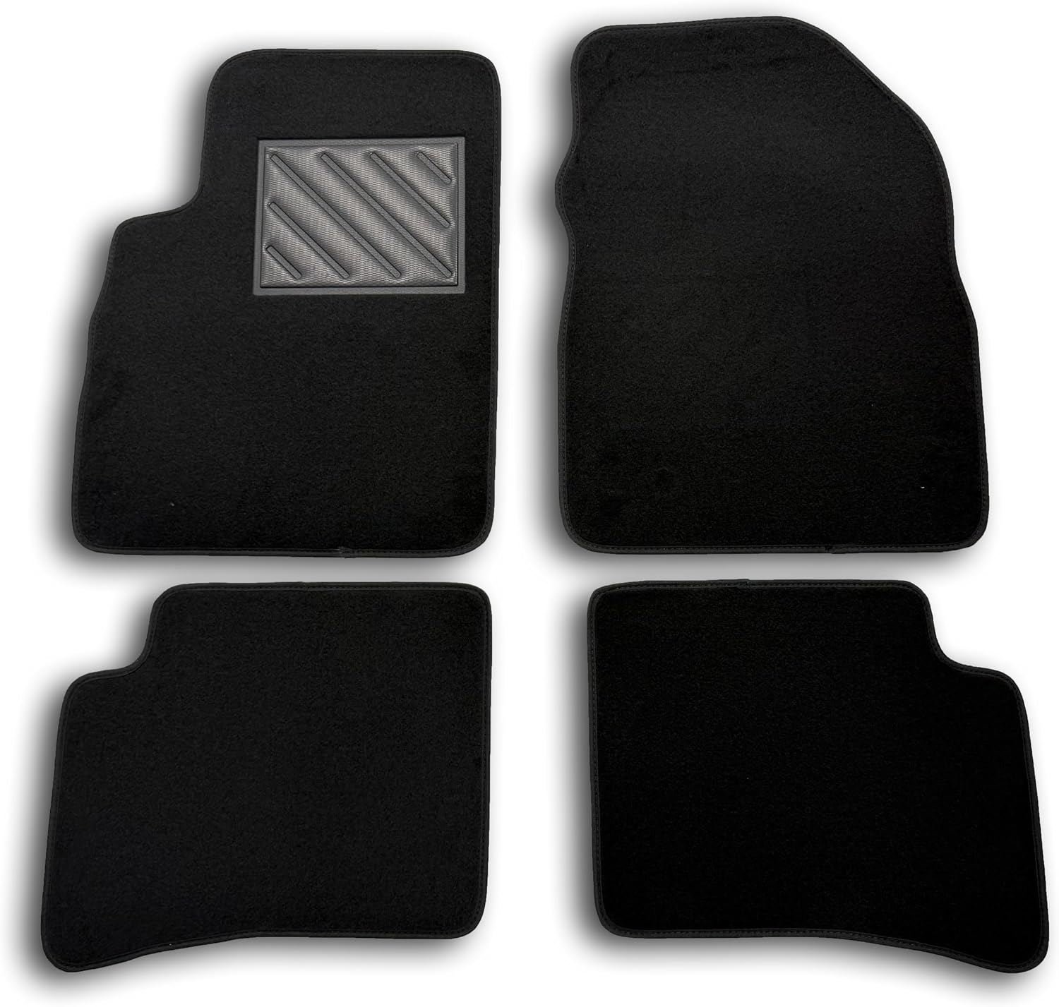 Detalle de Tappetini su misura per Toyota Yaris III Hybrid (2011-2020) con battitacco in gomma rinforzata e fissaggi a pulsante