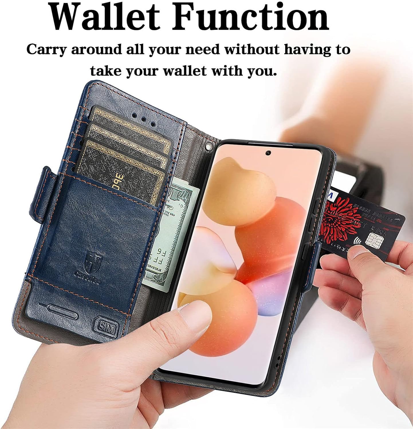 Thumbnail 2 de MOJIA Hülle für Motorola Signature – PU Slim Magnetische Klapphülle mit Kartenfach, Standfunktion, Blau