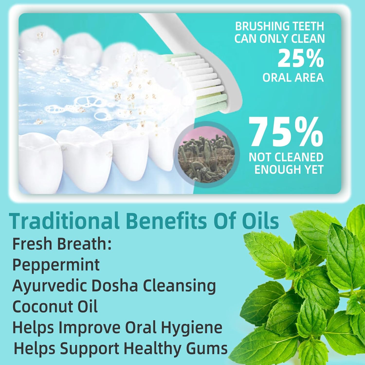 Detalle de Olio di Cocco per Denti 237 ml – Pulling Oil con raschietto per la lingua, set 3 in 1