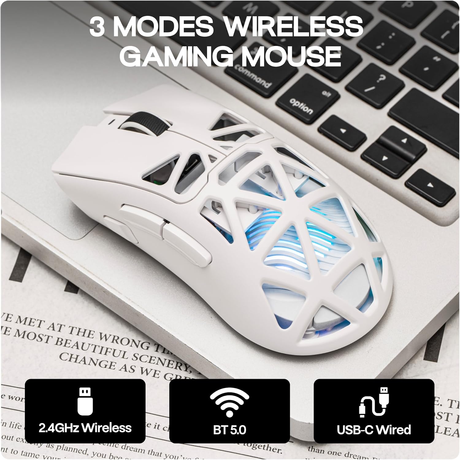 Detalle 2 de MechLands AULA SC620 Wireless Gaming Mouse, 12,000 DPI, PAW3311, RGB