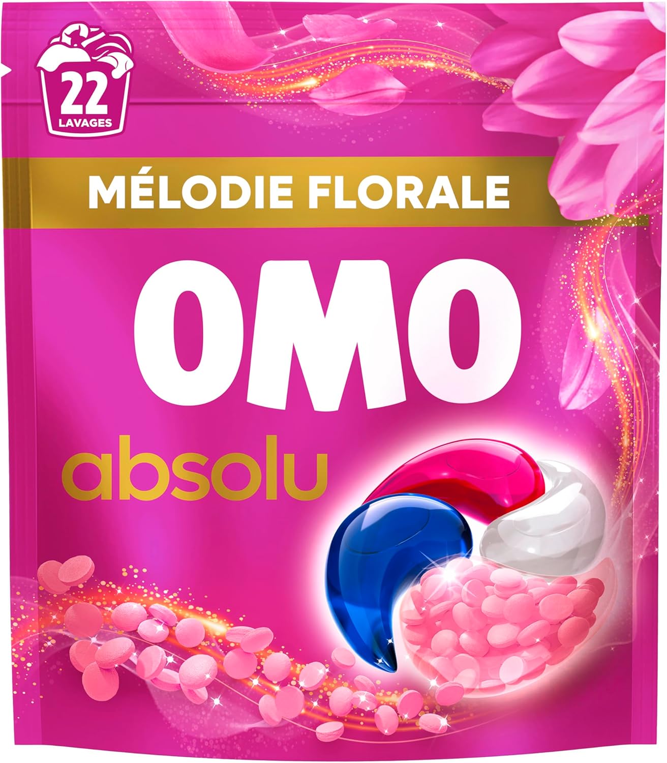 Thumbnail 1 de OMO Absolu Mélodie Florale – Capsules lessives avec perles booster de parfum (Fleur d’Oranger & Vanille) – 22 lavages