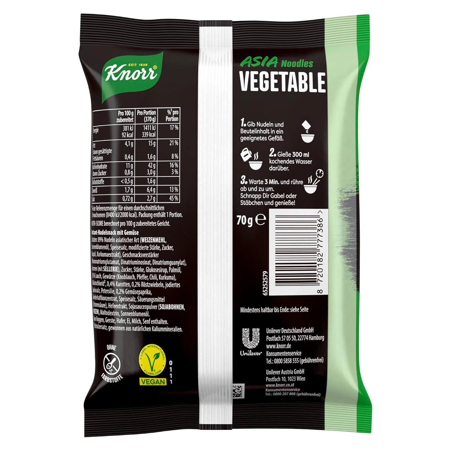 Thumbnail 5 de Knorr Asia Noodles Vegetable Instant Nudeln – Vegane Asia-Snack-Nudel 70 g