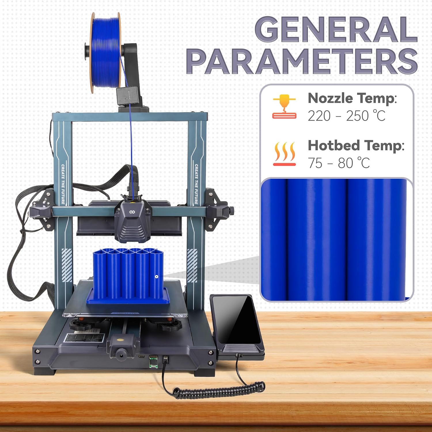 Detalle de TINMORRY PETG 3D Drucker Filament Bundle – 4 Spulen à 1 kg, 1,75 mm, Schwarz Rot Weiß Blau