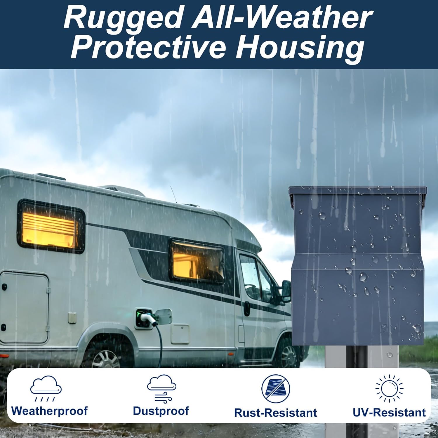 Thumbnail 3 de Umaogus RV Electrical Panel with Breaker (50/30/20A UL) Temporary RV Outlet Box, Outdoor Weatherproof Metal Enclosure
