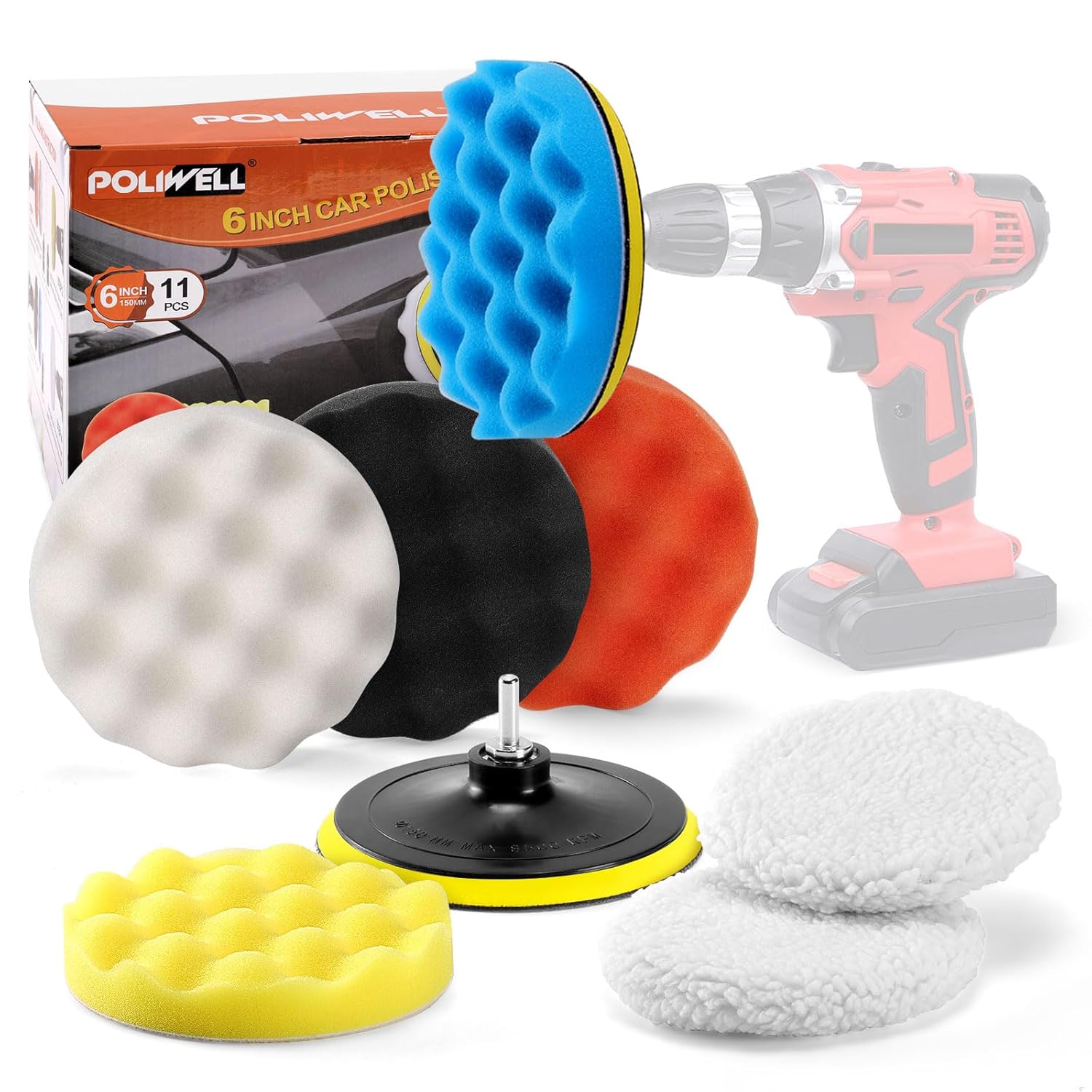 Detalle de POLIWELL 6 Inch Polishing Pads Kit 11PCS