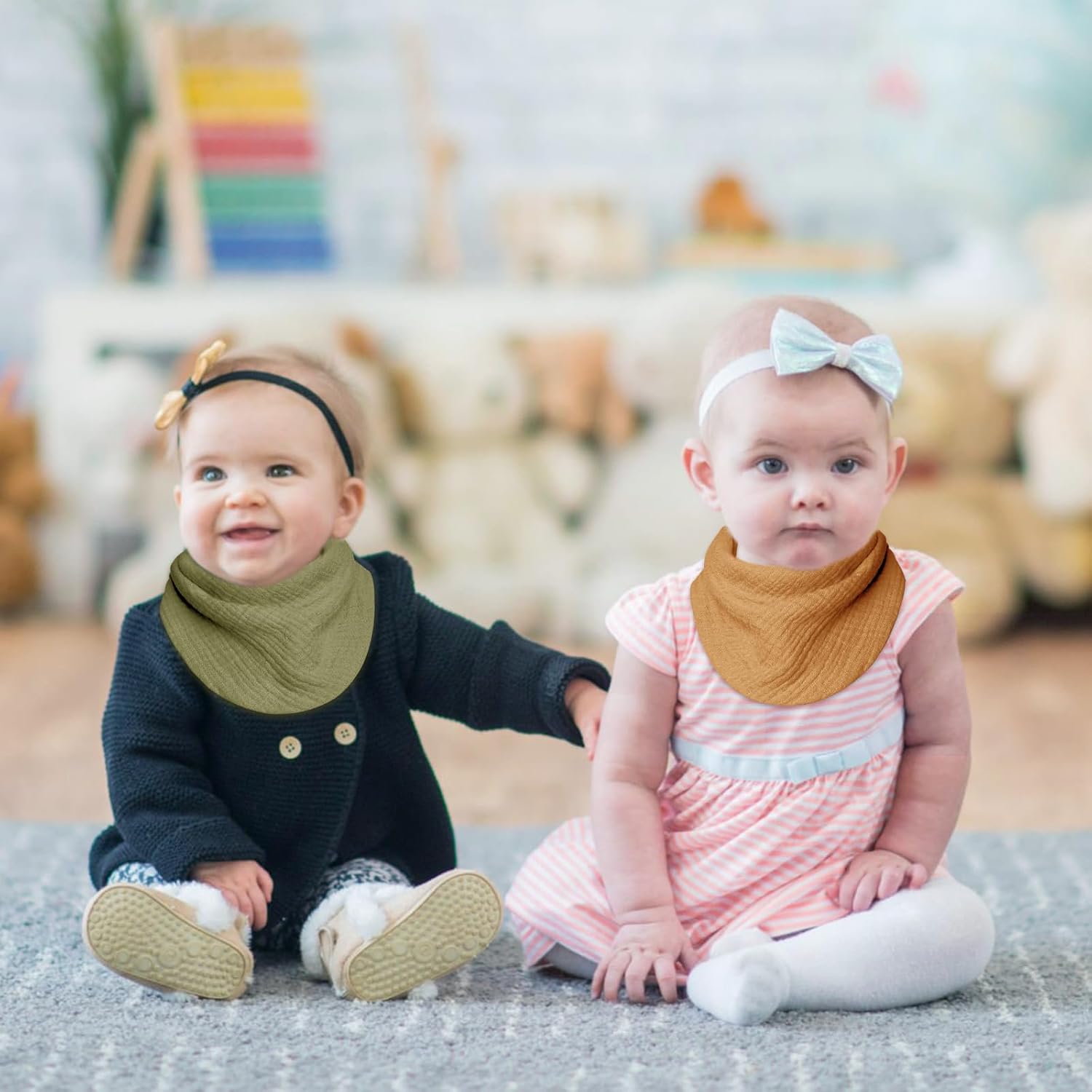 Thumbnail 3 de lulumoon Baby-Lätzchen Dreieckstuch (4-lagig, 100% Bio-Baumwolle) – absorbierendes Musselin Halstuch im Großformat